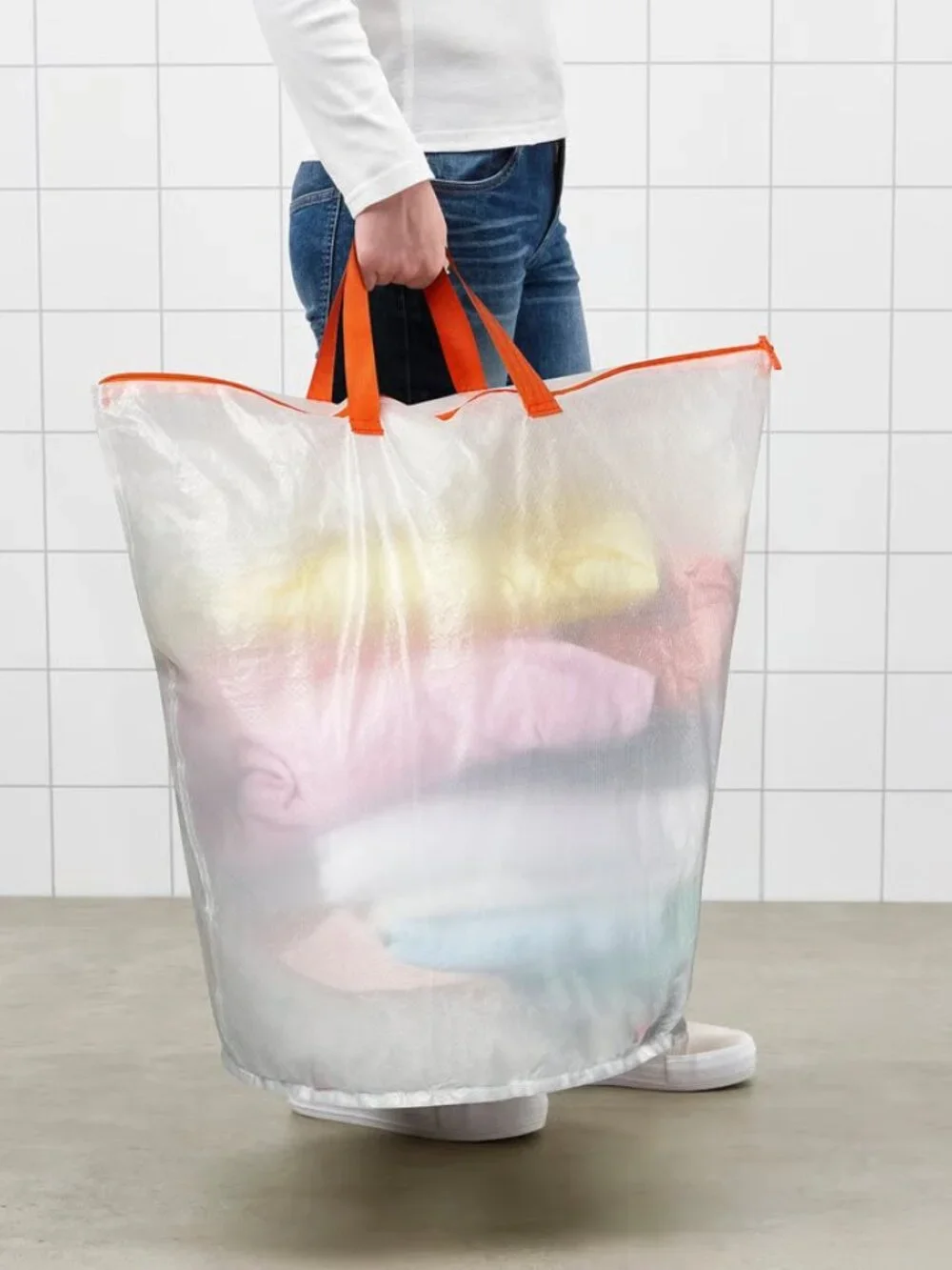 Set of 2 IKEA PARKLA Zippered Laundry Bags with Handles (18 Gal) Moving Hamper